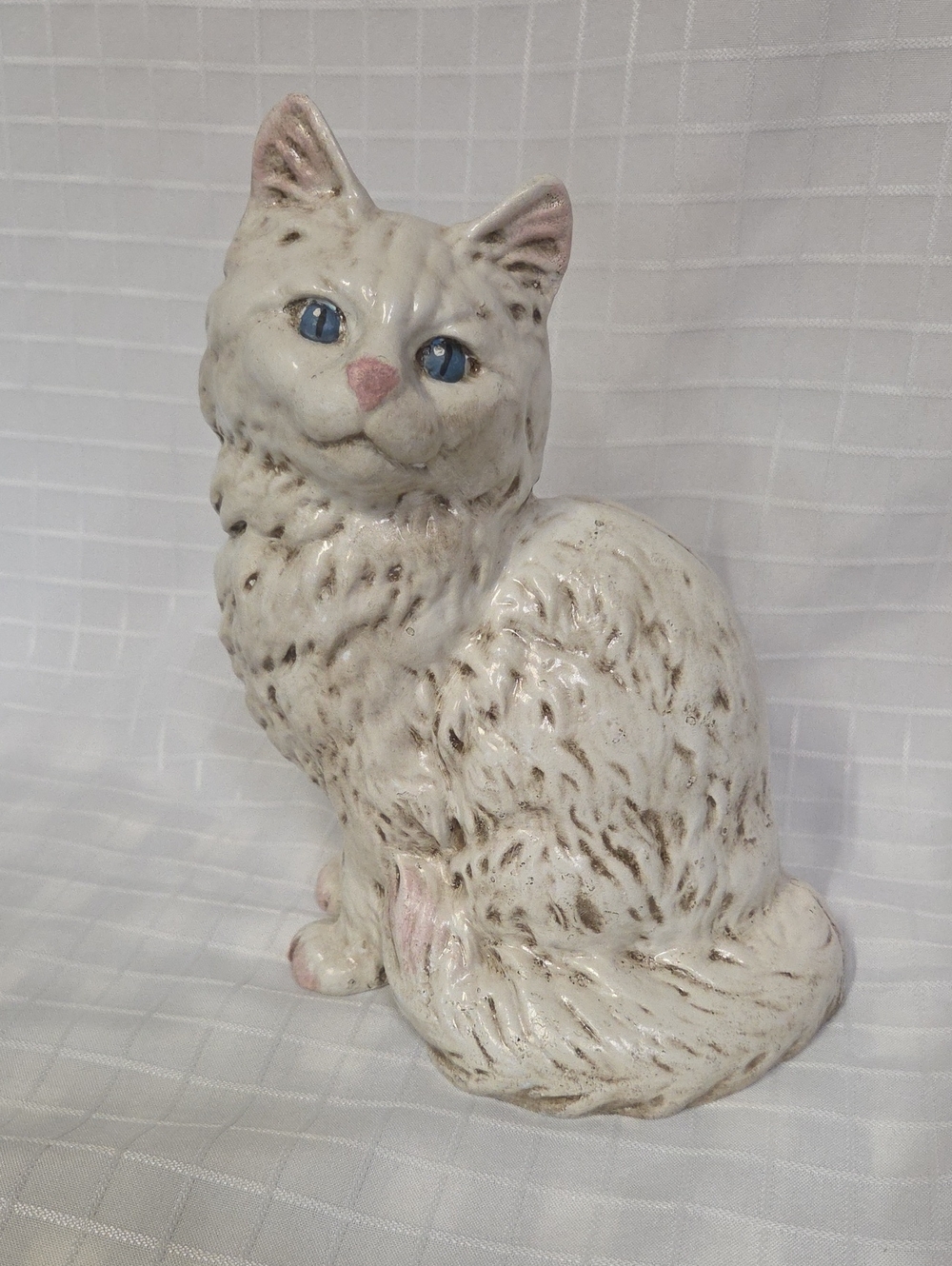 Vintage Cast-iron Antiqued White Kitten